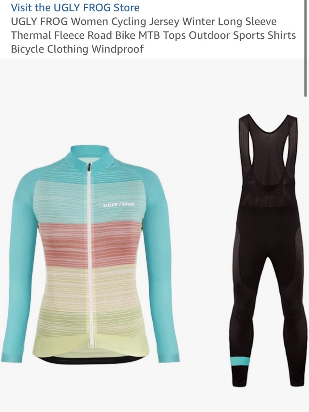 UGLY FROG thermal Long Sleeve Cycling Jersey & Bib - Aqua Multi - Make Offer